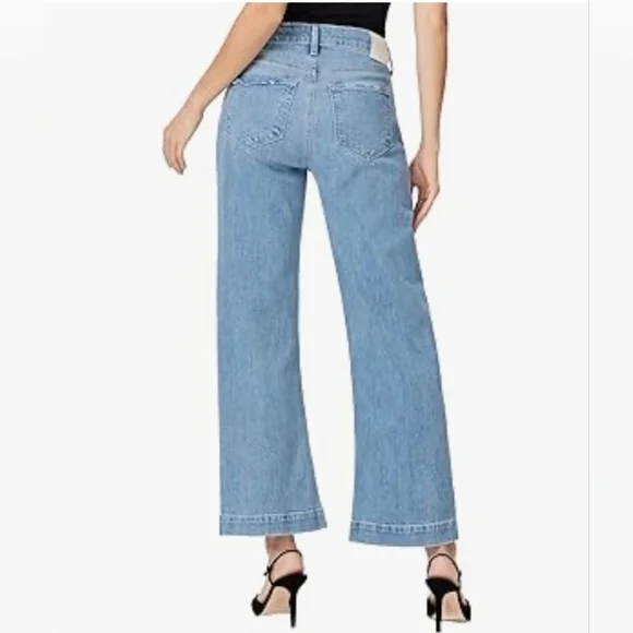 Paige Leenah High Rise Distressed Wide Leg Cotton Stretch Ankle Jean Size 29 - Picture 7 of 12